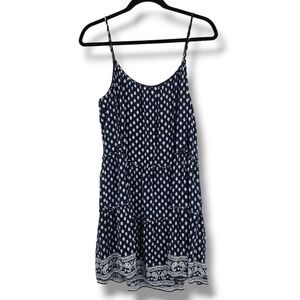 Gianni Bini Navy Blue Dress‎ Paisley Print Boho Western Tiered Sleeveless XL